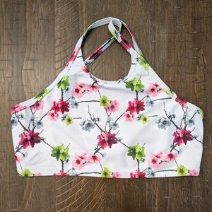 Oh La La Floral Sports Bra with Pink and Green Accents Size CL